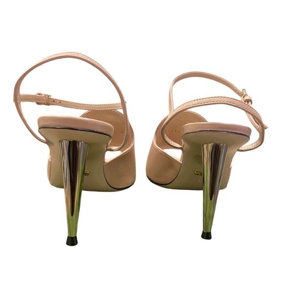 Gucci Blondie Leather Light Pink Sandal 85mm 38.5 Gold Interlocking G - Picture 4 of 8